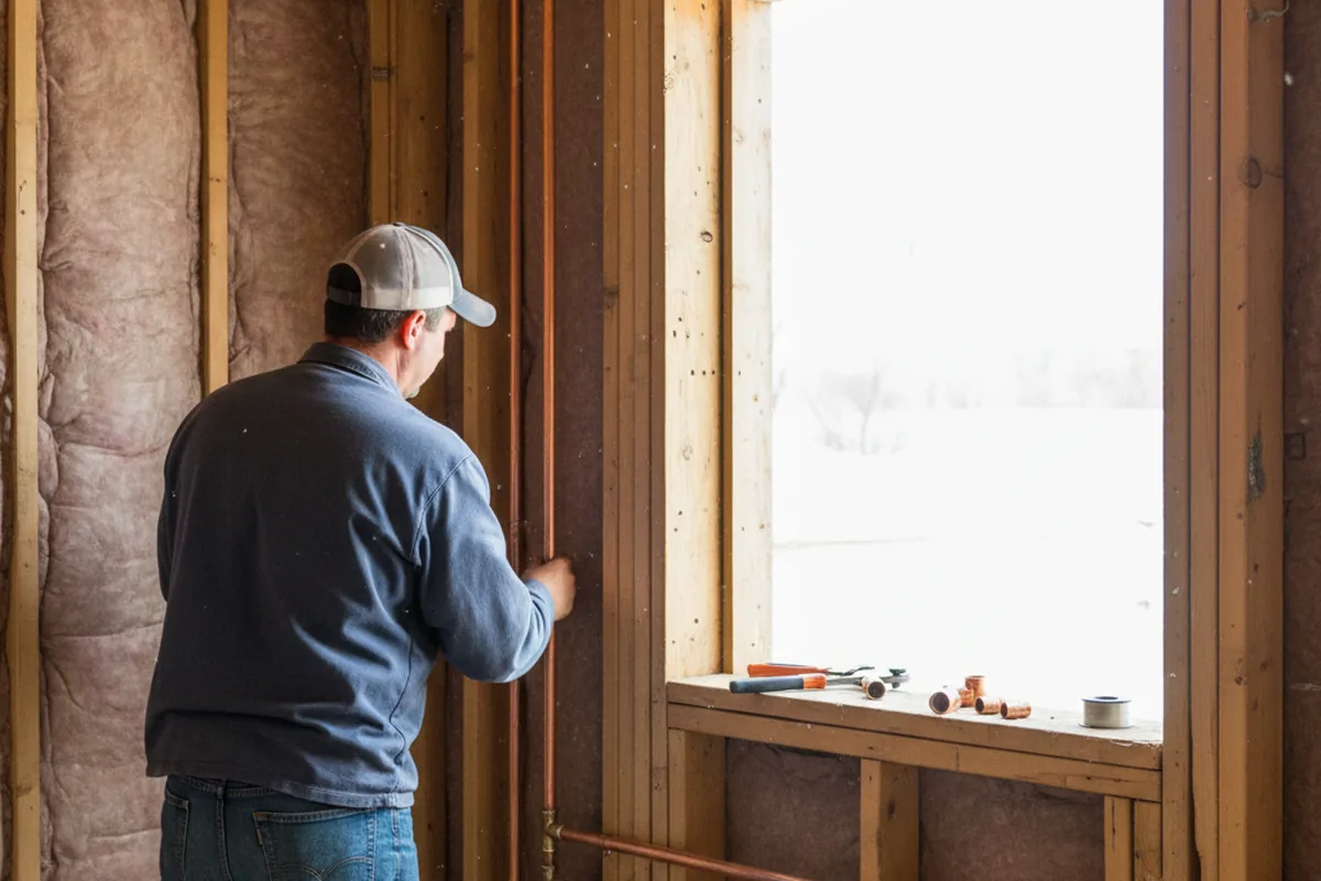 Licensed plumber running new copper supply lines in a Arma home