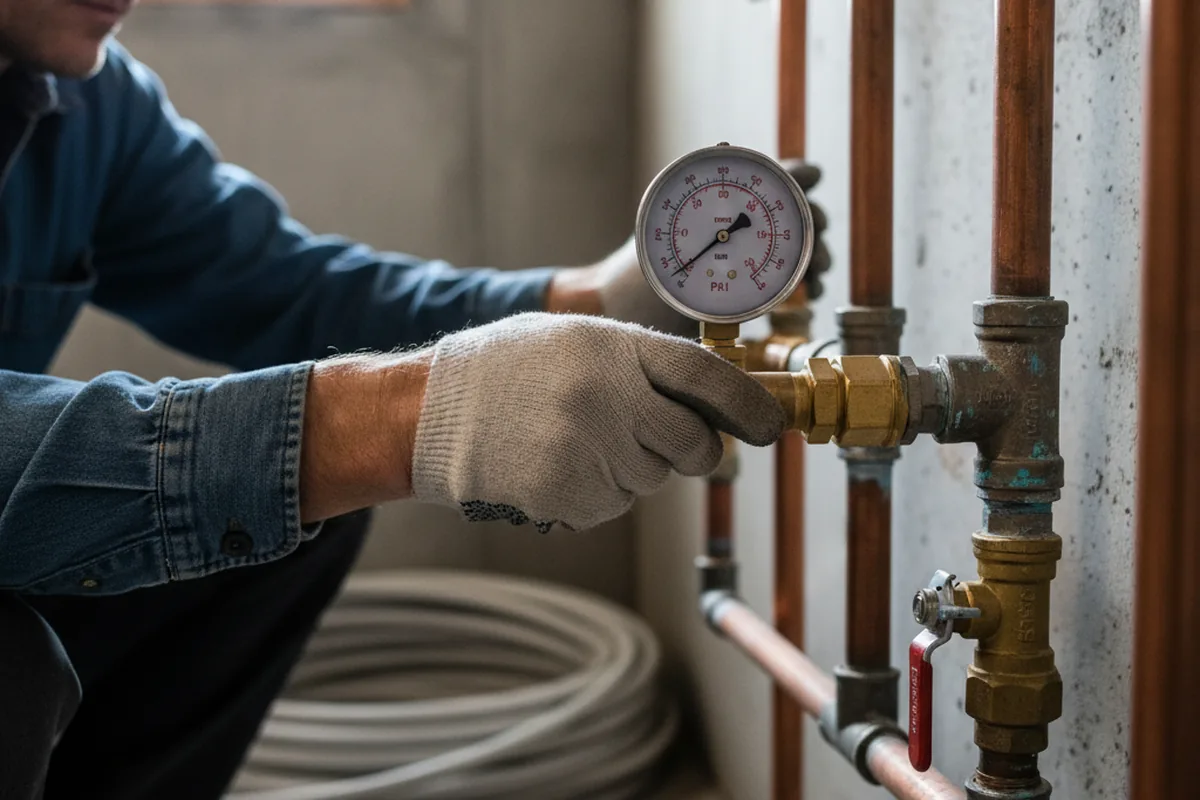 Pressure testing a repaired line during Water Line Repair in Arma